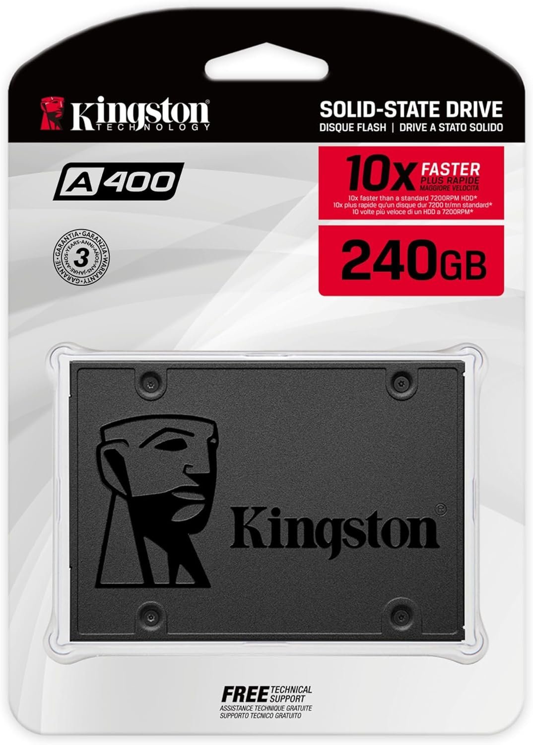 Kingston A400 SSD 240 Go – Disque SSD Interne 2,5″ SATA III (SA400S37/240G)